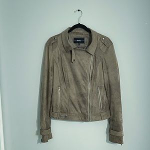 Bland Noir Faux Suede Moto Jacket, M